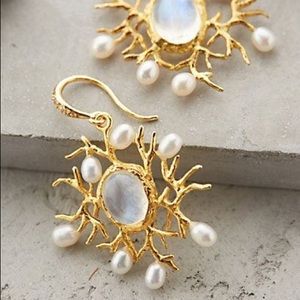 Anthropologie moonstone mirror drop earrings